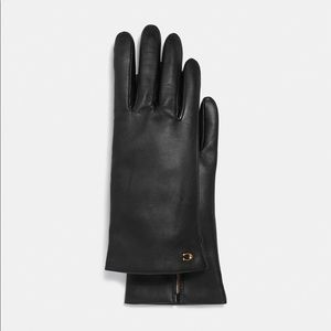 Coach black leather gloves